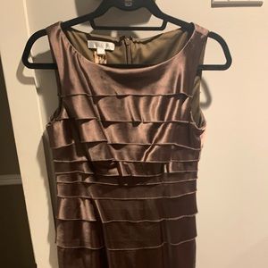 London Times bronze layered look dress